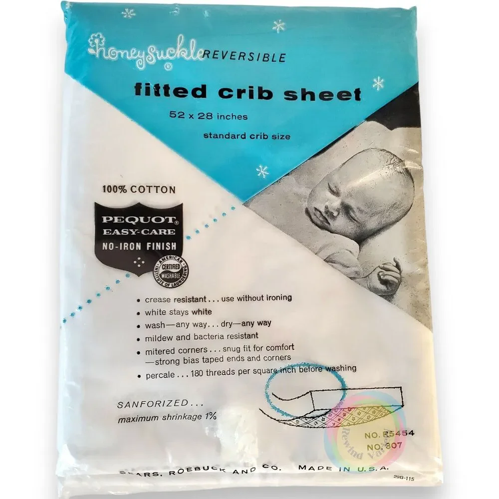 2 VTG Sears Honeysuckle Crib Sheets NIP 52x28 NOS